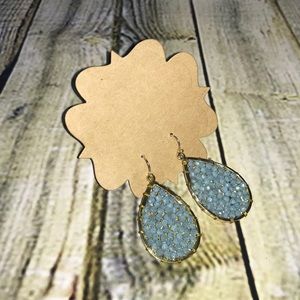 Tear Drop Earrings w/ Baby Blue Stones!